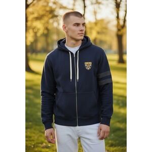 Cremieux Scottish Island Navy Full Zip Hoodie Men's Size L – Embroidered Crest,